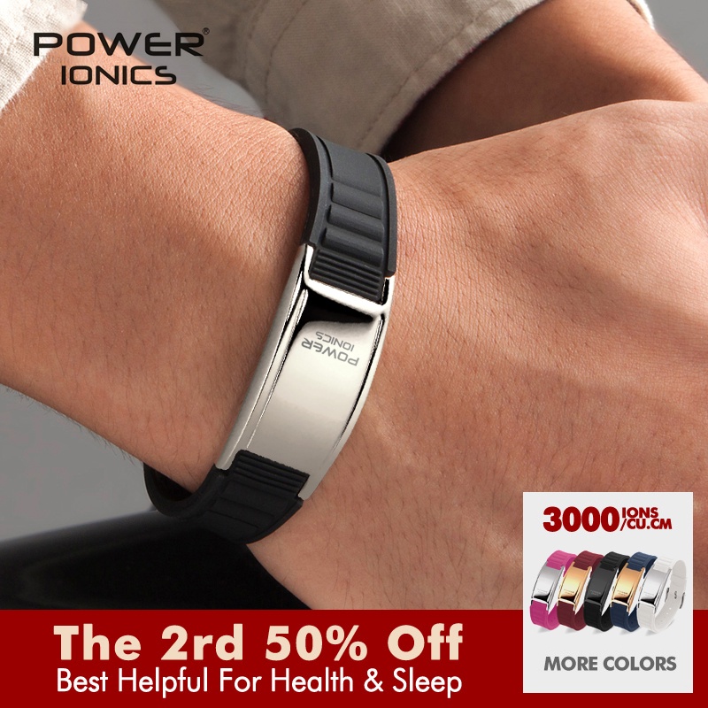 Power Ionics Vòng Đeo Tay Đá Tourmaline Vàng Hồng Đen Từ Tính Anion Tốt Cho Sức Khỏe FDA