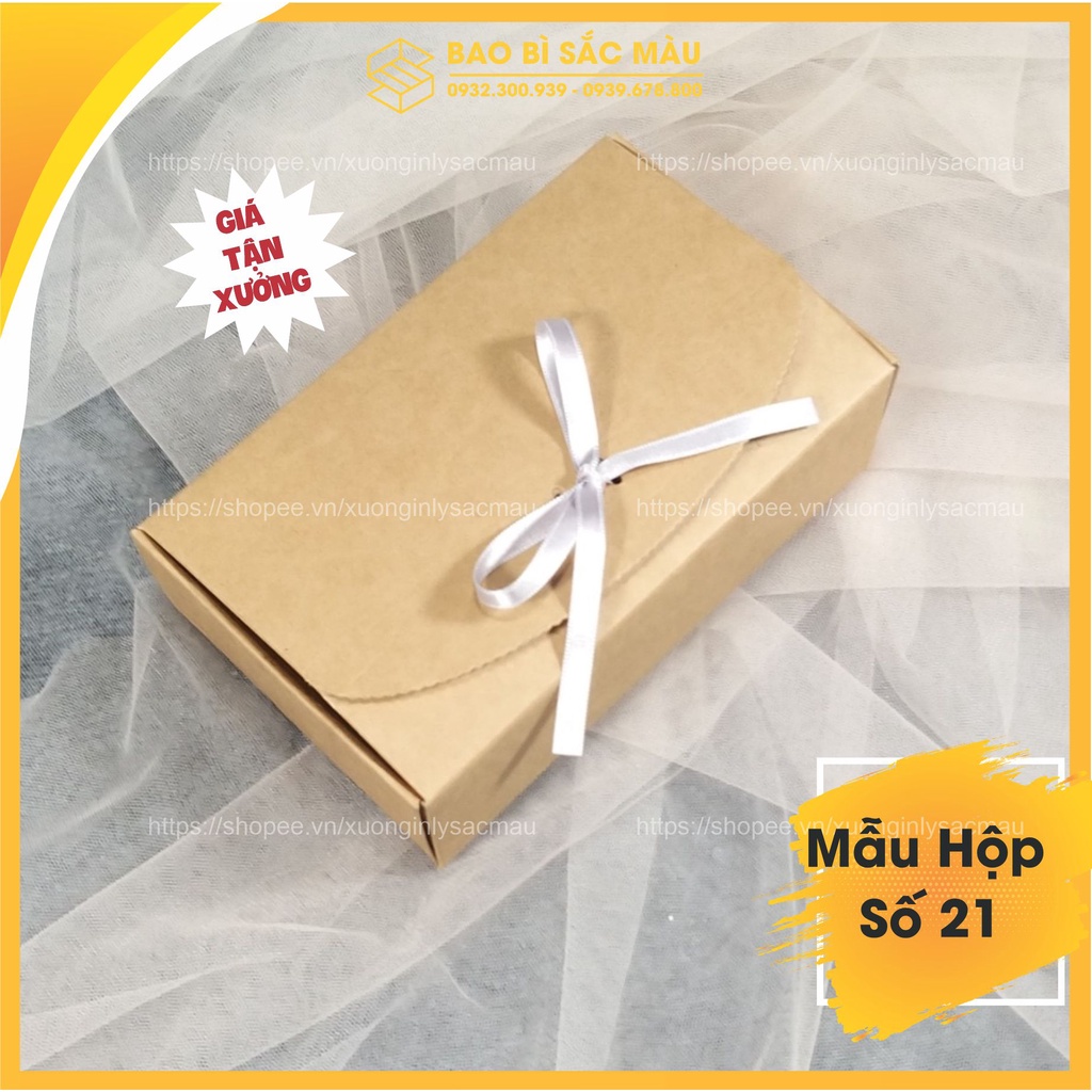 5 Hộp quà giấy kraft Châu Âu đựng quà cưới, quà tặng, socola, bóp, ví... kiểu dáng xinh xắn ( Mẫu hộp 21-22)