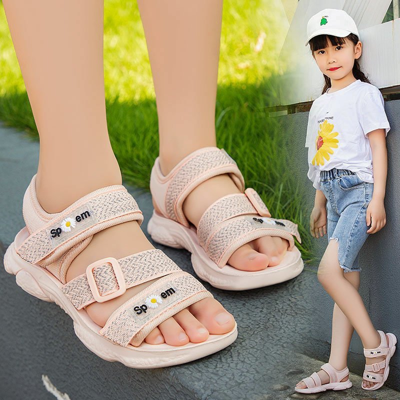 Thời trang mới Giày trẻ em, Dép bé gái mùa hè Giày đi biển thông thường Hàn Quốc Hoa Dép trẻ em mềm mại ngọt ngào