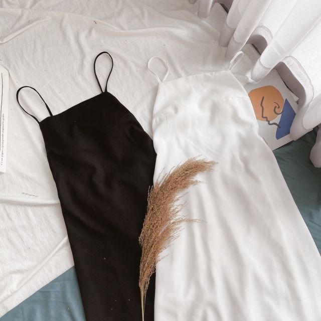 Đầm suông basic 2 dây hở lưng
