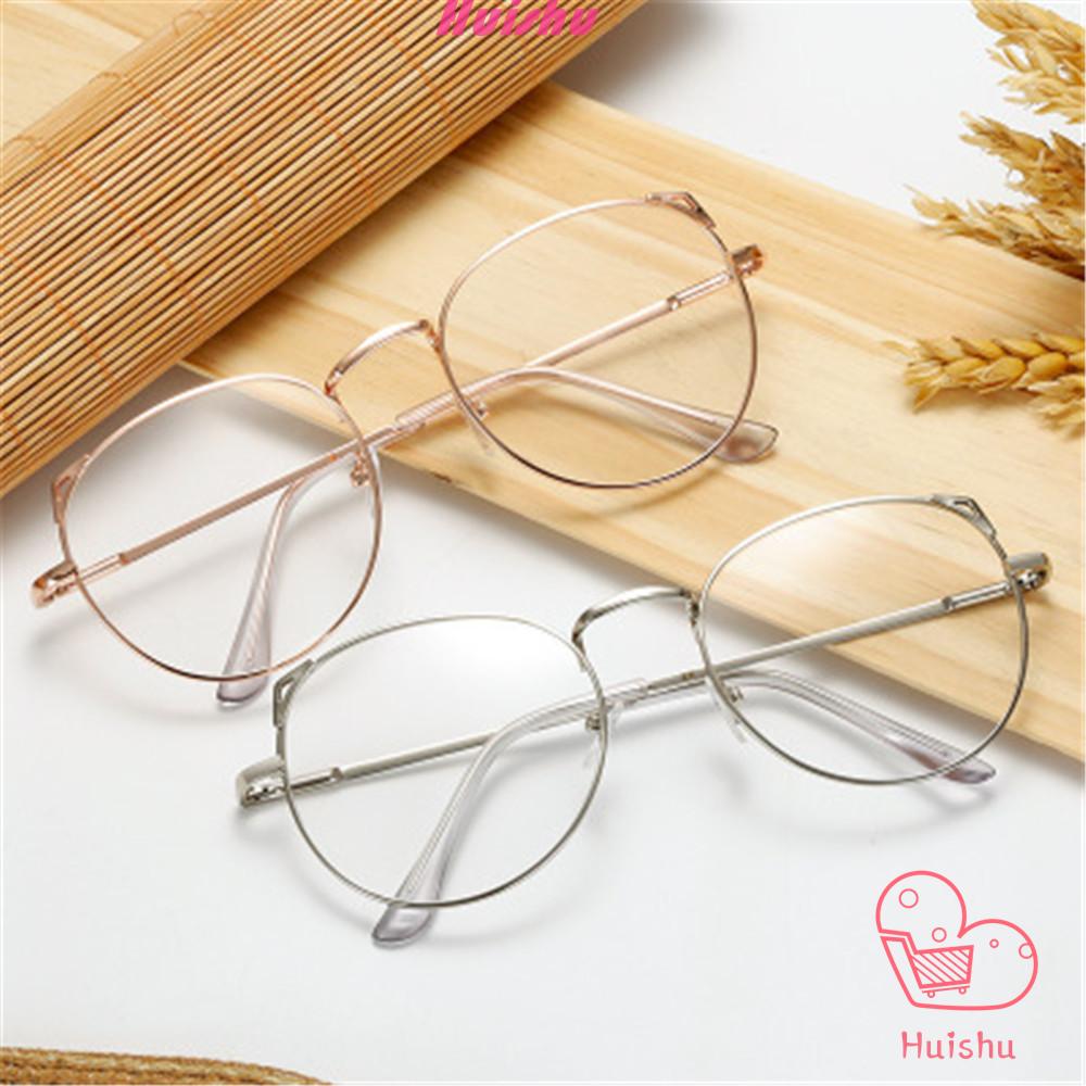 Mắt kính gọng kim loại hình tai mèo dễ thương cho nam và nữ