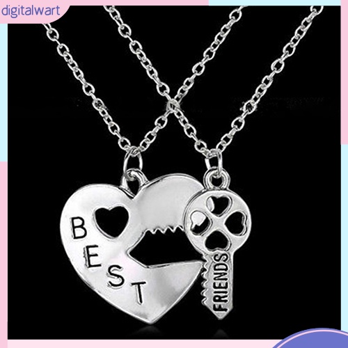 Set 2 Dây Chuyền Tình Bạn Mặt Trái Tim Và Chìa Khóa Khắc Chữ Best Friend Forever