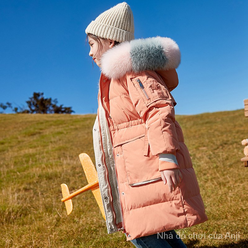 Children Girls Long Coat Kids Winter Coat White Duck