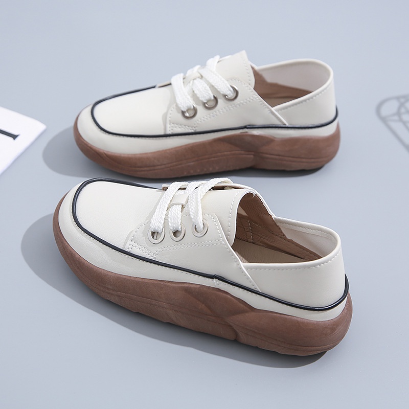 Giày Trắng Đế Dày Buộc Dây Thoải Mái Thời Trang Mùa Thu 2022 Mới Cho Nữ