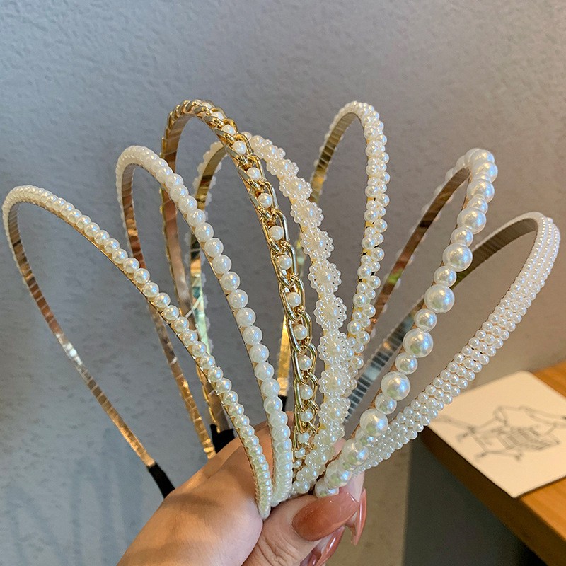 Bờm tóc ngọc trai giả phong cách hot trend Hàn quốc