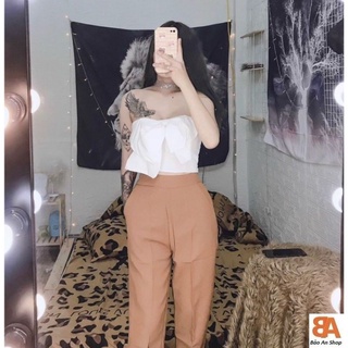 Áo croptop xoắn nơ ngực