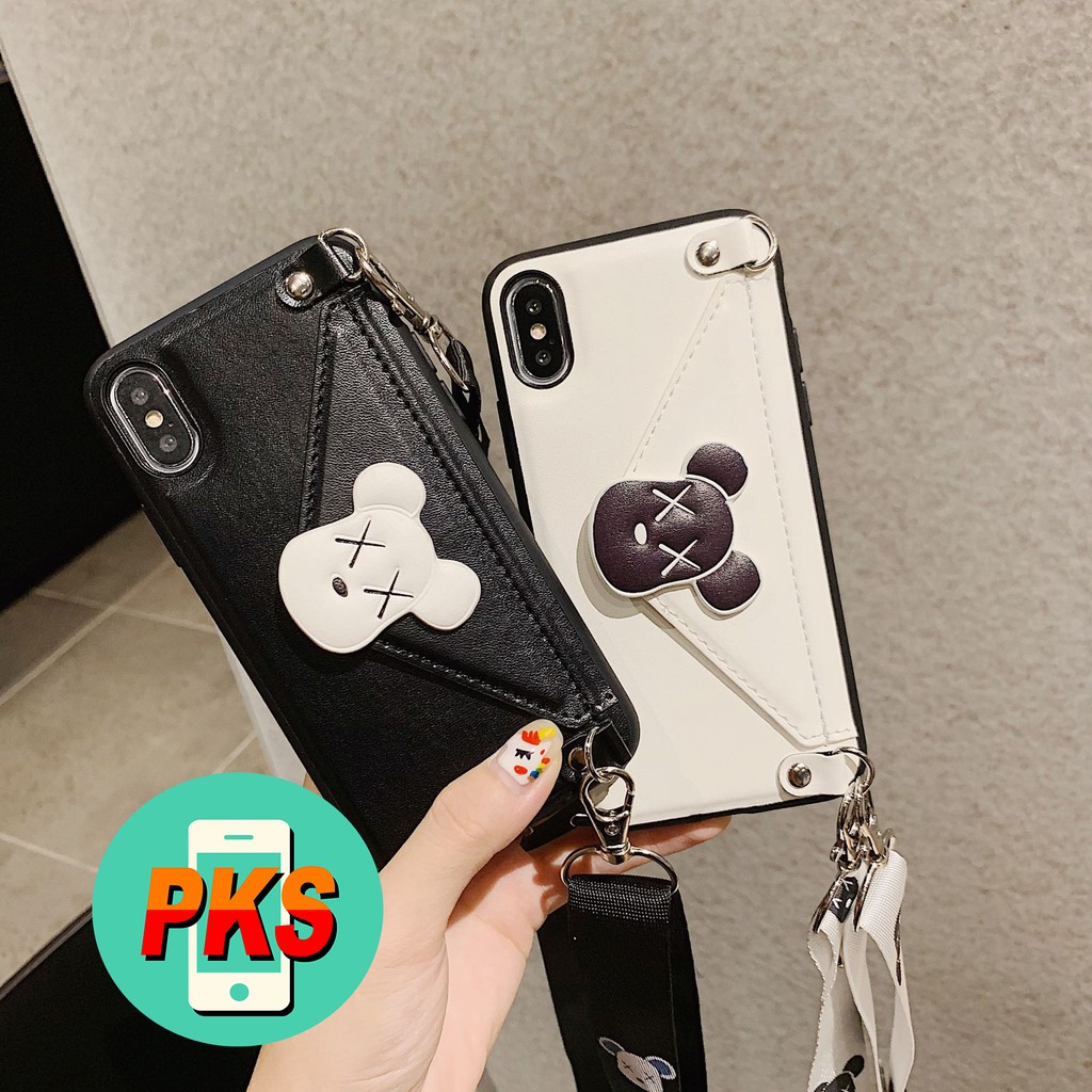 Ốp Lưng Iphone Kaws Ví Da Cao Cấp Kèm Dây Đeo Có Ngăn Đựng Tiền Và Thẻ Atm 7plus/8plus/x/xs/11/12/pro/max/plus/promax