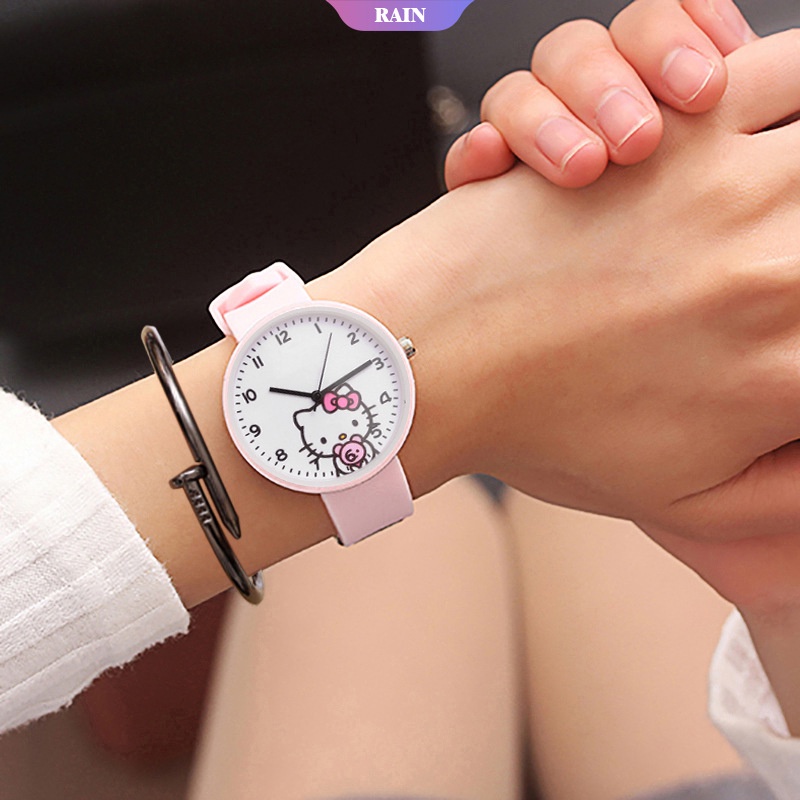 Đồng Hồ Đeo Tay Họa Tiết Hello Kitty Dễ Thương Cho Bé Gái