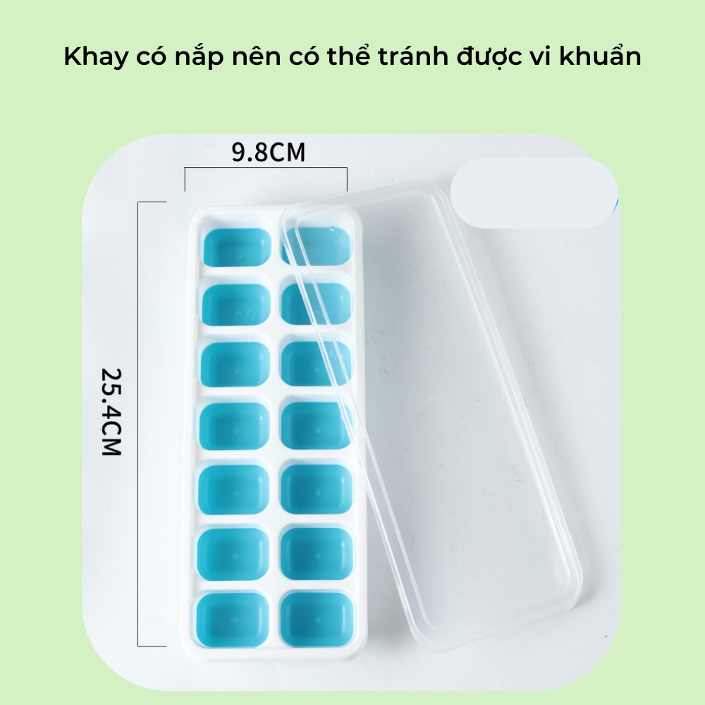 Khay trữ đông đựng đồ ăn dặm cho bé làm đá có đế silicon và nắp LABAMO