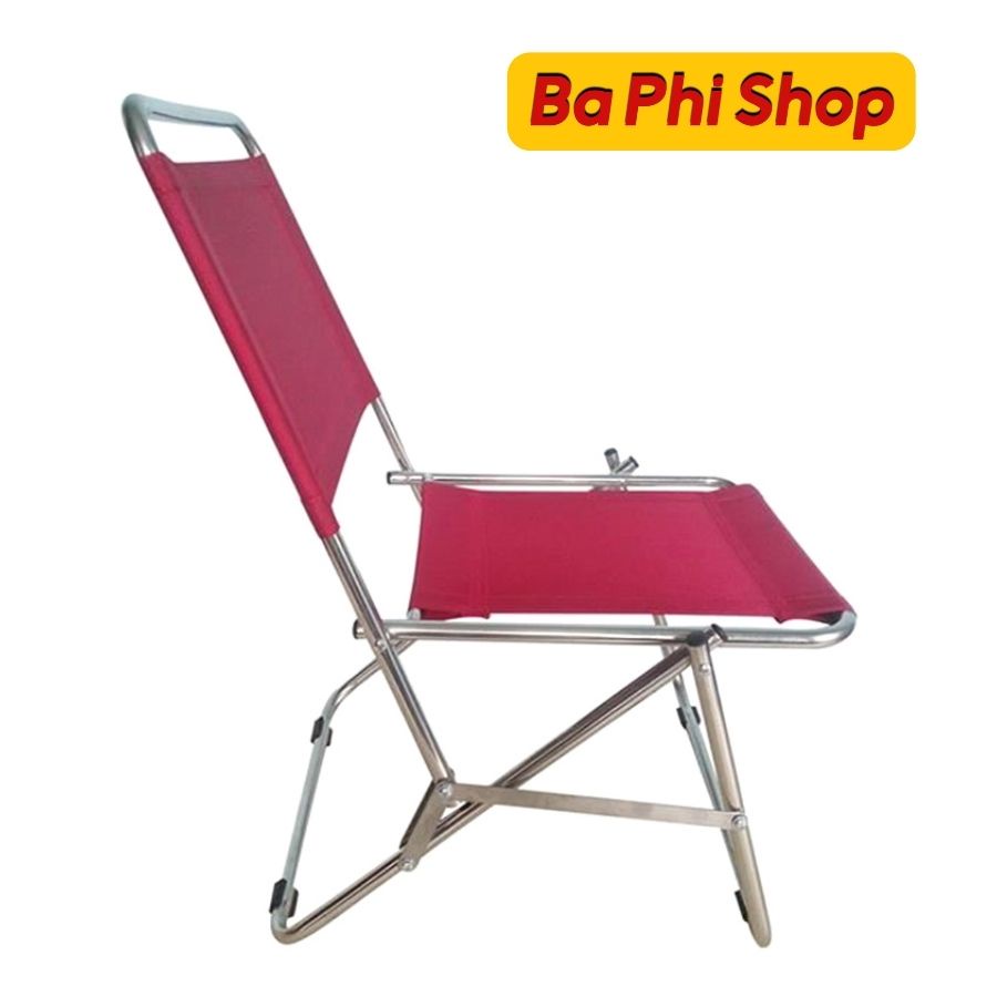 Ghế Xếp Du Lịch THANH LONG Inox Trung GXI-L01 Vải Bố | Ghế Cafe, Câu Cá | Bền Chắc - Chống Ăn Mòn | Ba Phi Shop