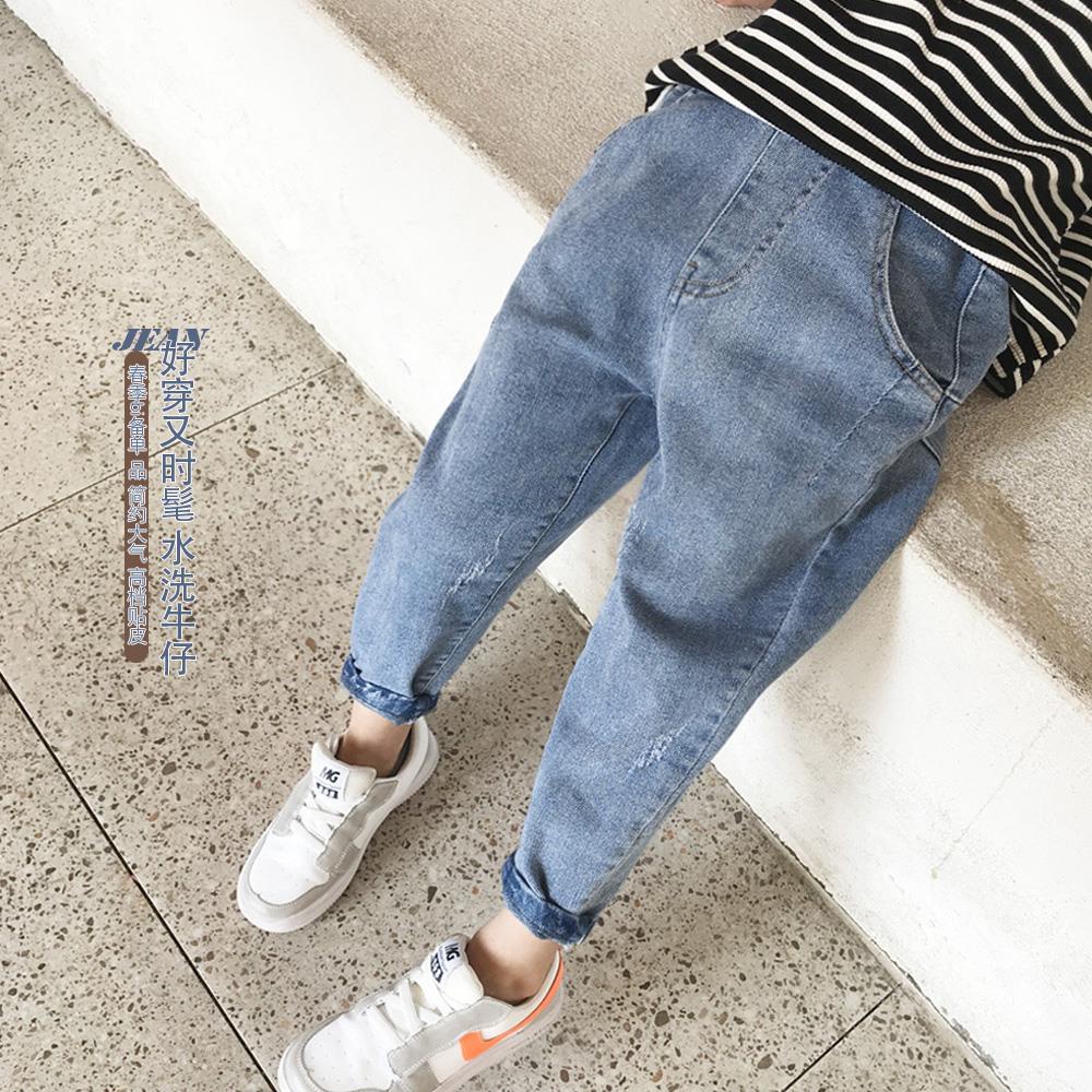 Quần Jean Dài Dáng Rộng Co Giãn Tốt Thiết Kế Mới Thời Trang Mùa Xuân Theo Phong Cách Hàn Quốc Dành Cho Bé Trai