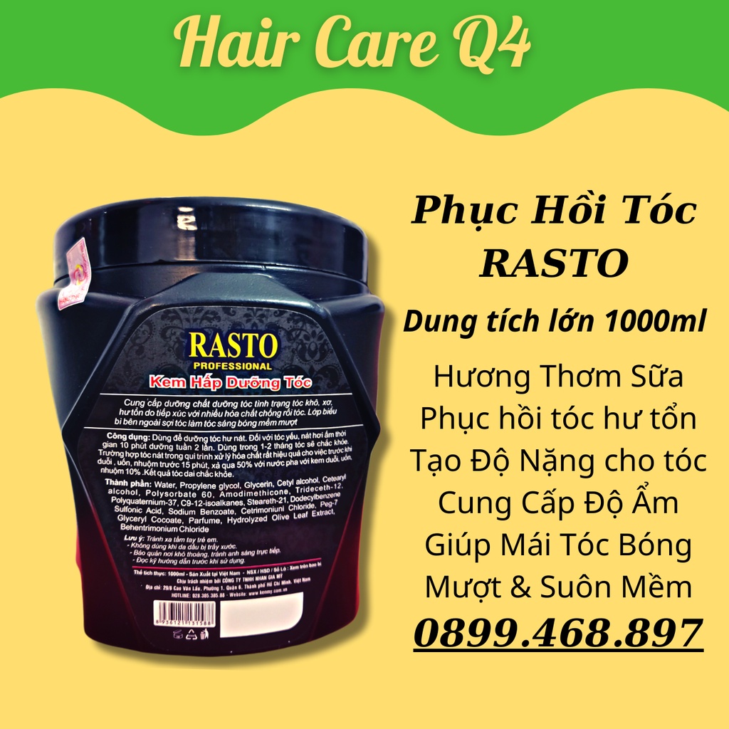 Phục hồi tóc Rasto phủ lụa, dưỡng tóc Rasto hương sữa 1000ml Hàng Cty Chính Hãng - Hair Care Q4