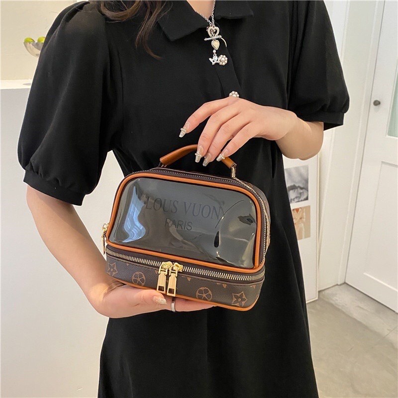 Túi đựng mỹ phẩm đồ du lịch LV 2 ngăn chất liệu chống thấm nước cốp đựng đồ hot trend 2022
