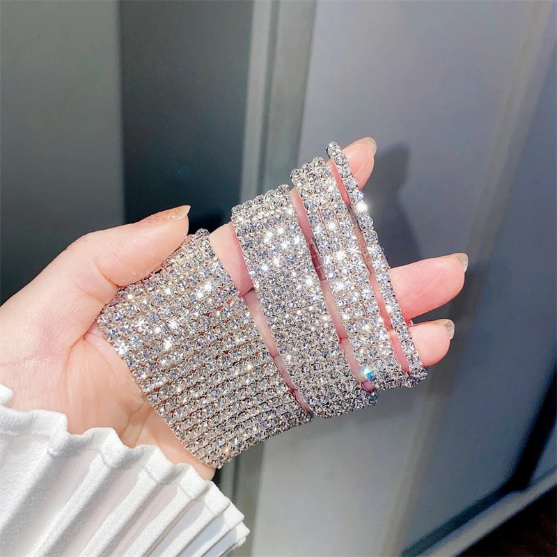 Vòng Tay Nhiều Lớp Đính Đá Pha Lê Lấp Lánh Sang Trọng Cho Nữ