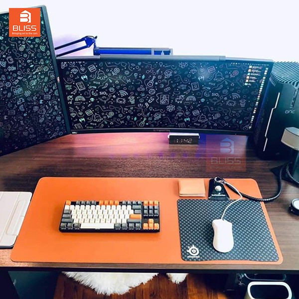 Tấm thảm da trải bàn làm việc Deskpad kiêm di chuột chống nước, nhiều màu, nhiều kích thước 30x60 40x80 50x100 60x120