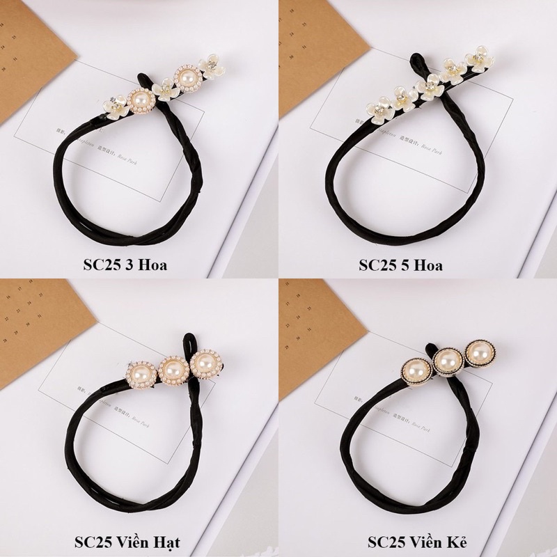 Dây cột búi tóc quấn tóc dẻo hoa xinh xắn phong cách hàn quốc