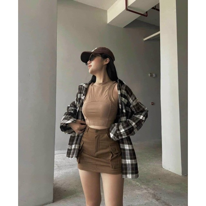 (SHOP BIGSIZE NỮ 50KG ĐẾN 90kg) Set 3 món: áo sơ mi + áo thun + chân váy a năng động trẻ trung