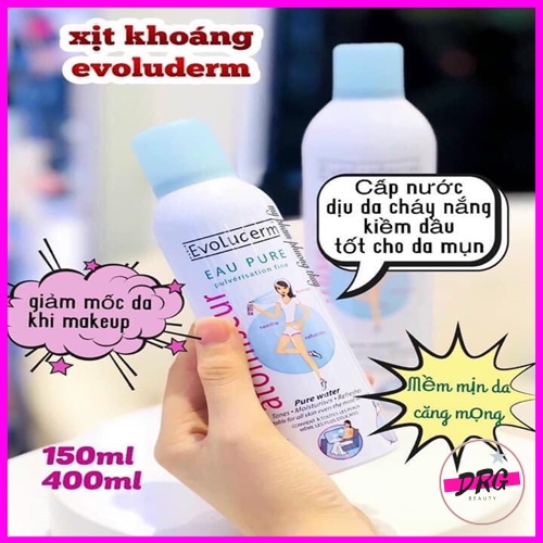 Xịt khoáng cấp nước làm dịu da Evoluderm Pháp đủ size 150ml, 400ml