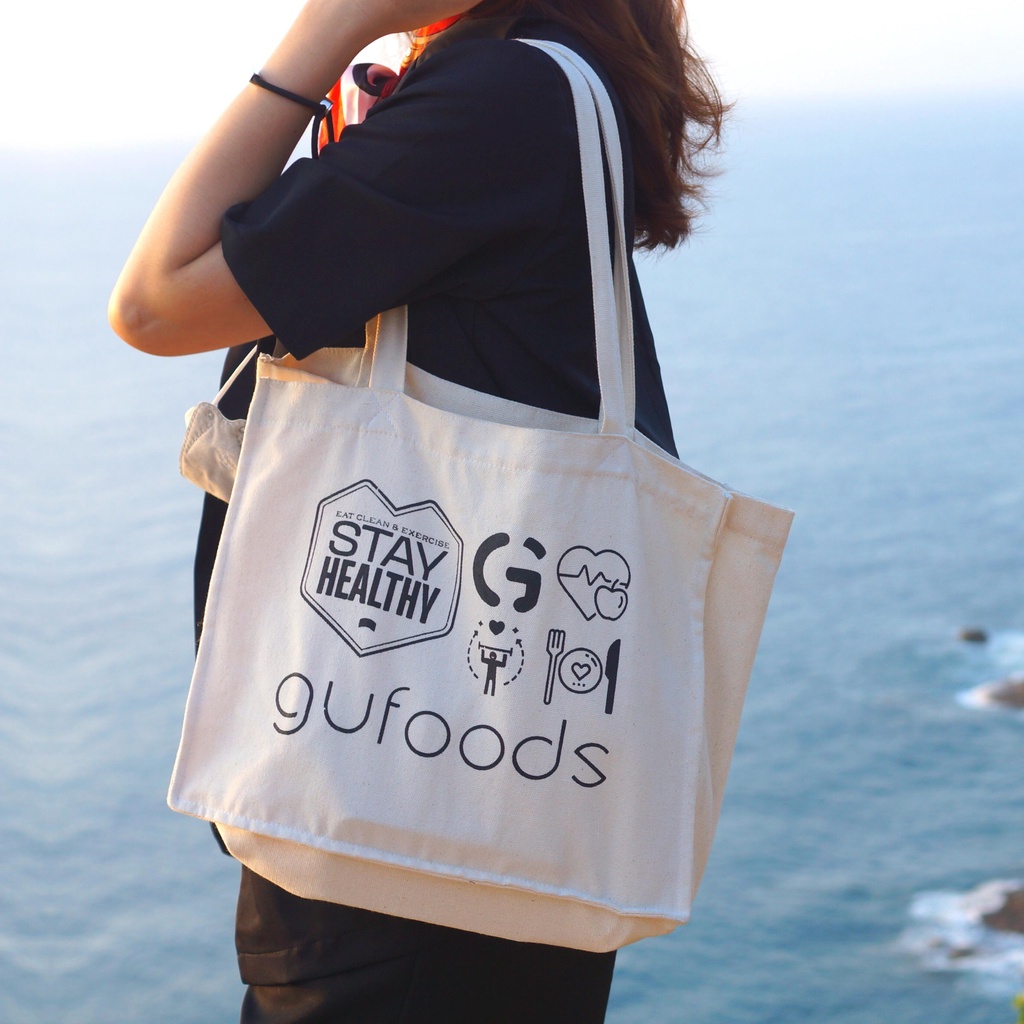 Túi vải canvas GUfoods - Tiện lợi, Thân thiện môi trường, Tái sử dụng nhiều lần (túi tote / vải bố, 36x30x14cm)