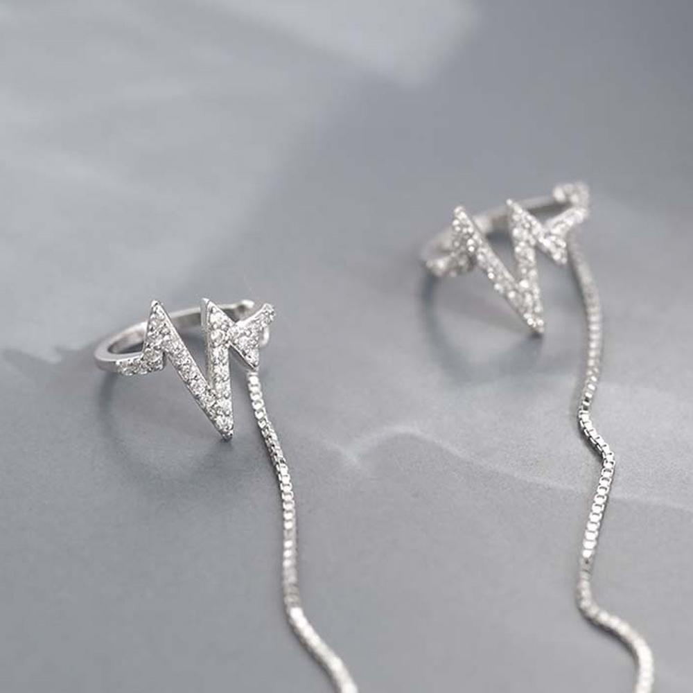 Khuyên Kẹp Vành Tai Dáng Dài Họa Tiết Hình Học Thời Trang Hàn Quốc Cho Nữ