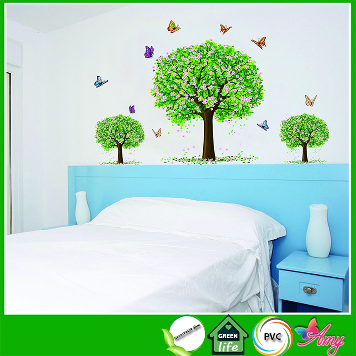 Decal trang trí cây xanh ⚡ FREESHIP ⚡ mùa xuân AmyShop DCX053 ( 70 x 115 cm)
