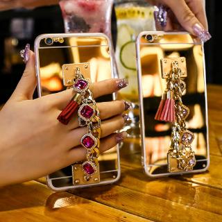 Ốp điện thoại tráng gương phối tua rua dành cho iPhone 11 Pro Max XR XS MAX X 10 8 7 6 6S Plus 5 5S SE