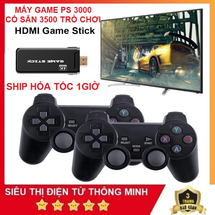 Máy Chơi Game PS 3000, 4 Nút HDMI Không Dây Hơn 3000 Trò Chơi, Máy Chơi Game Cổ Điển ATARI / PS1 / FC / GBA / SFC