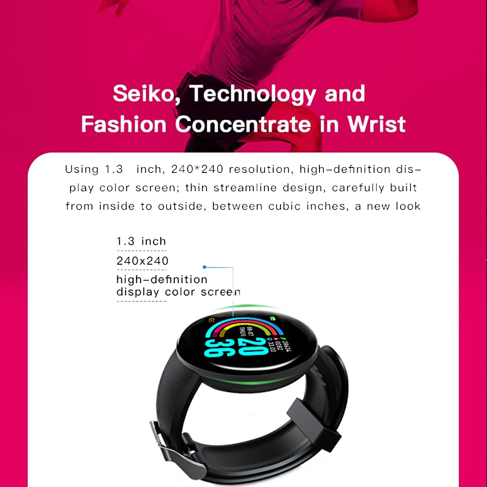 Đồng hồ thông minh D18/D20 bluetooth phong cách thể thao chống nước mặt tròn cho nam