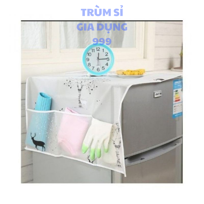 tấm phủ che đầu tủ lanh, vải phủ tủ lạnh lò vi sống kèm ngăn để đồ xinh xắn