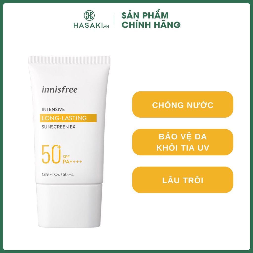 Kem Chống Nắng innisfree Lâu Trôi Cho Da Dầu, Hỗn Hợp Intensive Long Lasting Sunscreen Ex SPF50+ PA++++ | Hasaki