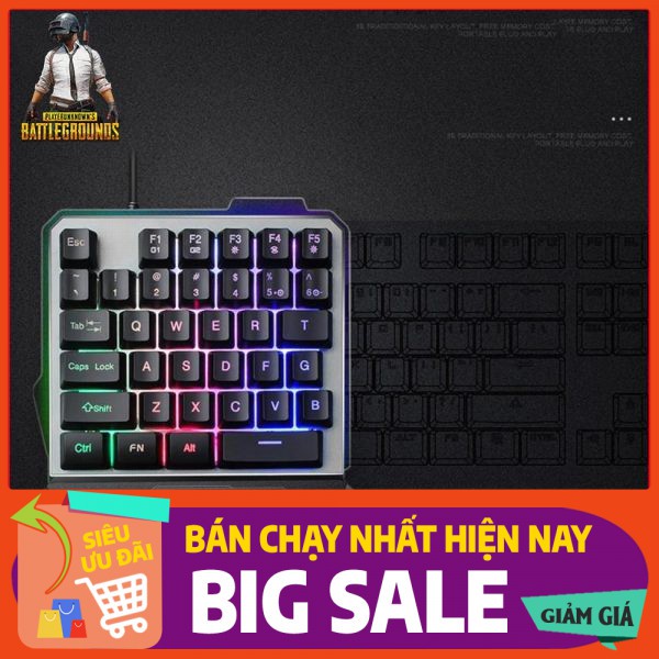 Bàn phím một tay gaming G40 LED 7 màu chơi game PUBG, ROS, Free Fire và các game FPS