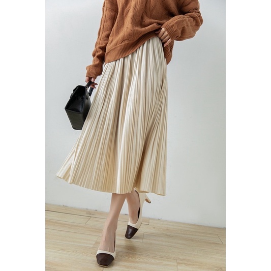 Chân váy nhung dập ly