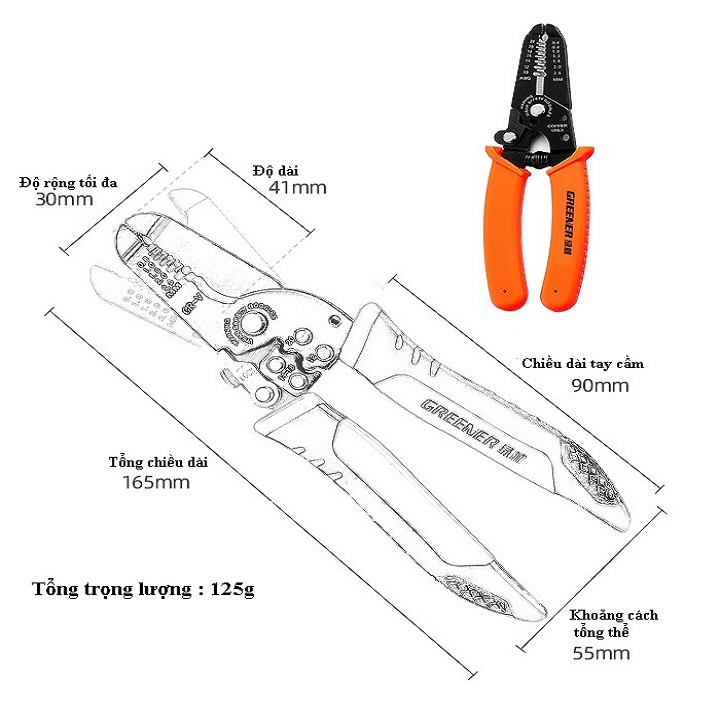 Greener-Kiềm tuốt dây điện 6 inch