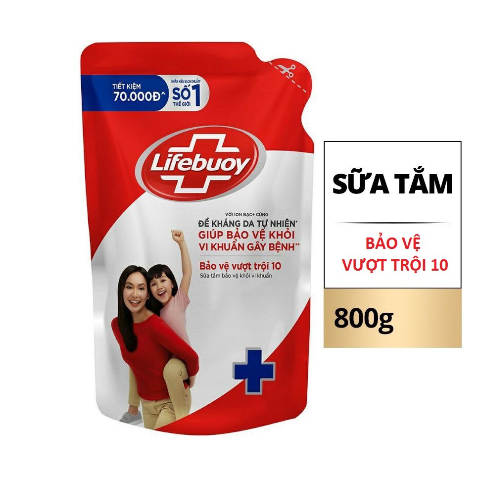 Sữa tắm lifebuoy túi 800g bảo vệ vượt trội và dưỡng ẩm