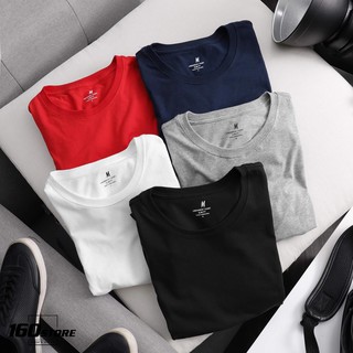 Áo thun nam, áo phông nam trơn basic crew tee tay ngắn cổ tròn hm 100% cotton co giãn mát athm0007 - 160store