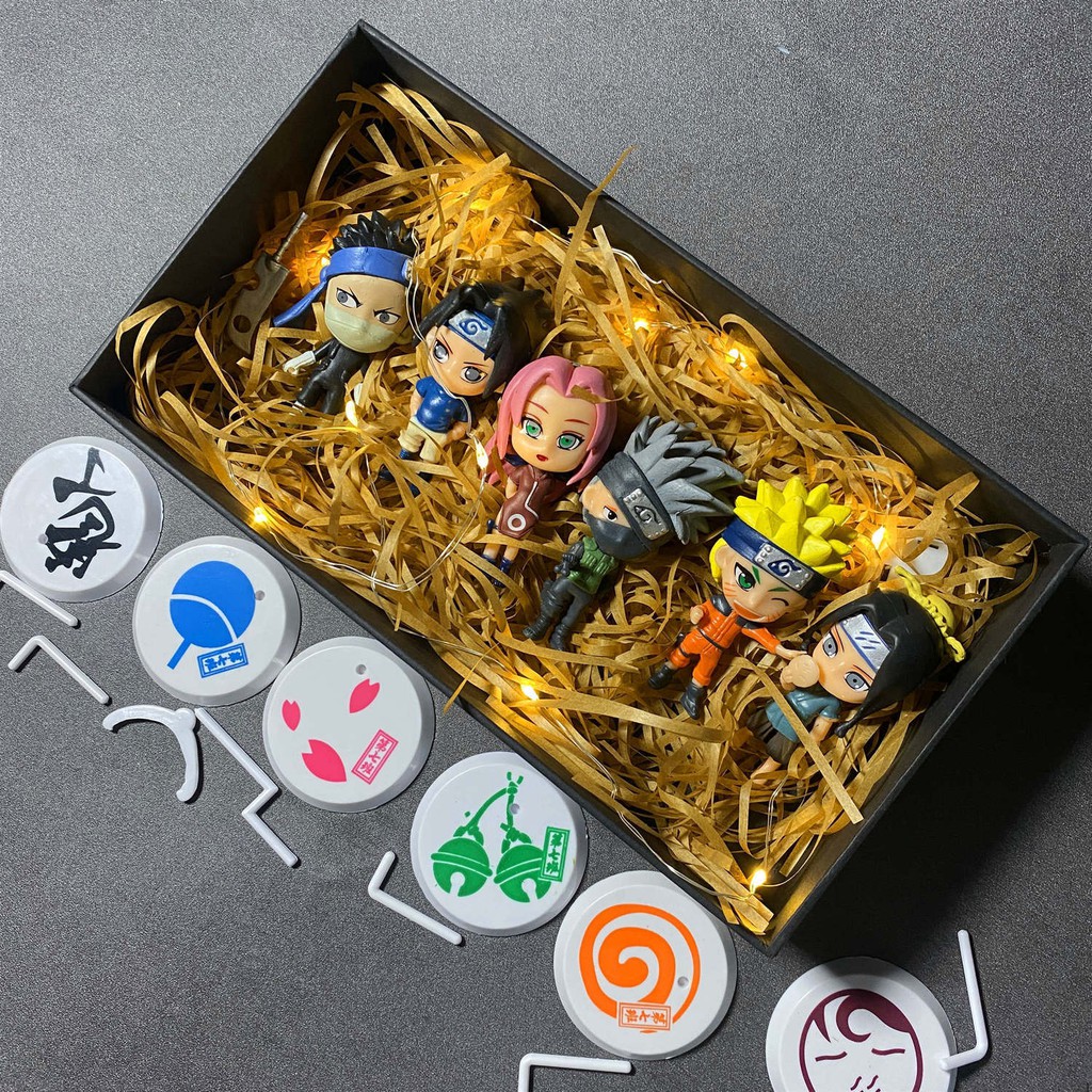 ☾✣✤Tuổi thơ của Naruto Sasuke, búp bê lưu niệm hộp quà vật nhân tạo sinh nhật xung quanh mô hình hoa trang trí.