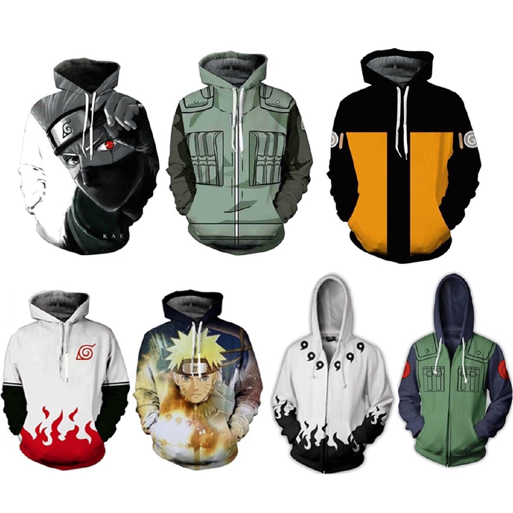 Áo Hoodie in họa tiết hoạt hình Naruto Kakashi có size S-5XL thời trang