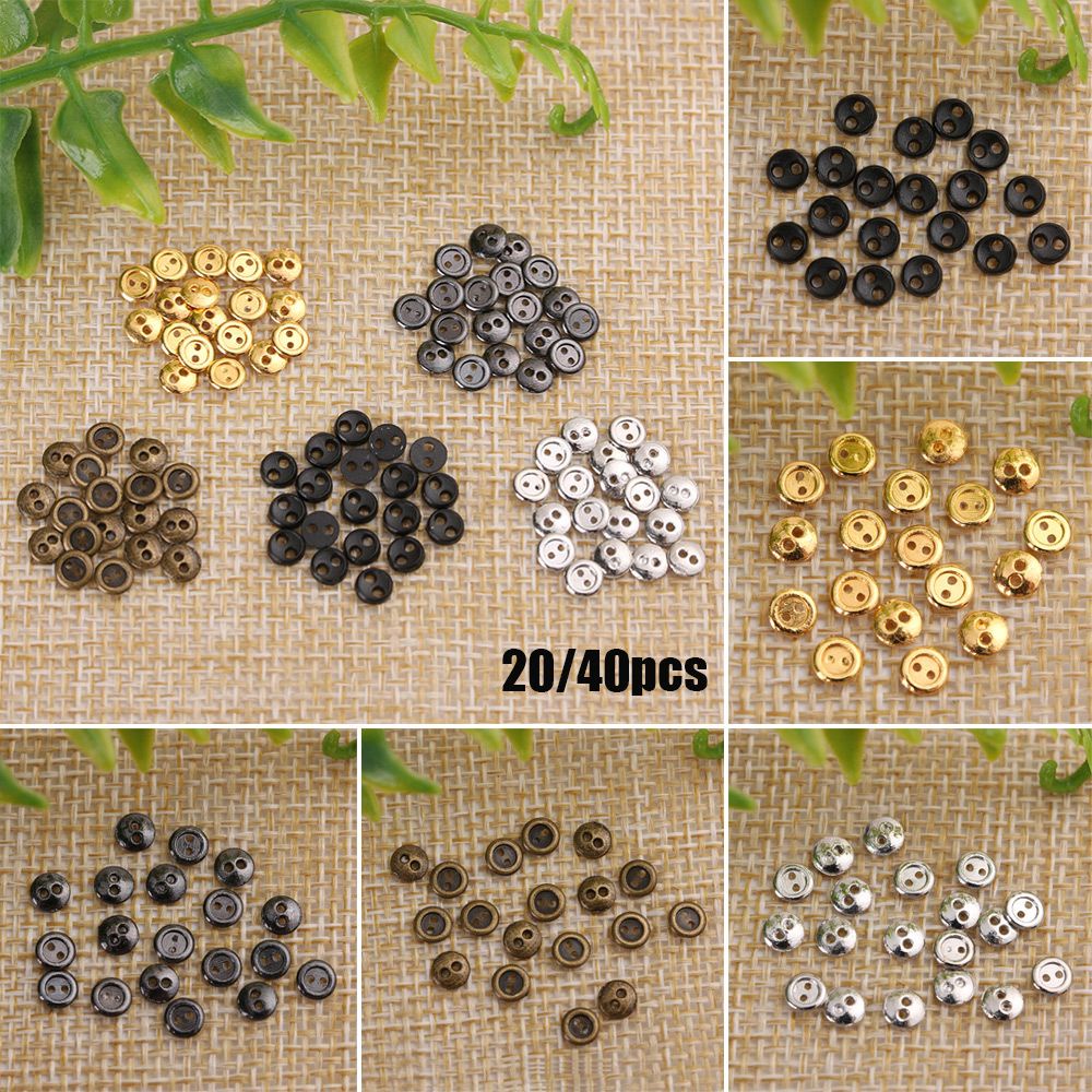Set 20/40 nút áo kim loại mini hai lỗ dễ thương dùng may quần áo búp bê DIY