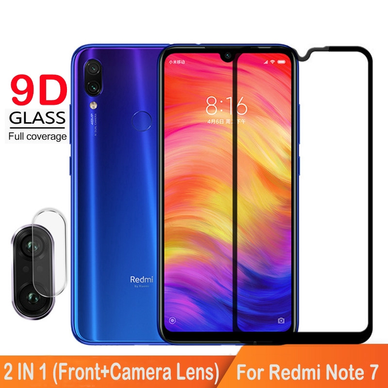 Kính cường lực bảo vệ toàn màn hình/ ống kính máy ảnh 9D cho Xiaomi Redmi Note 7/Redmi Note 7 Pro