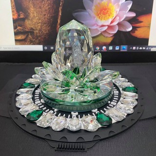 TƯỢNG PHẬT BÀ QUAN ÂM NGỰ ĐÀI SEN ĐÁ TRANG TRÍ TAPLO Ô TÔ