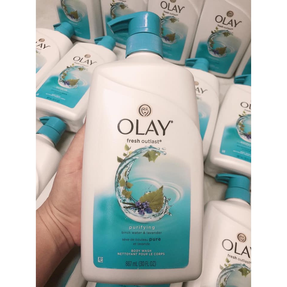 Sữa Tắm Hương Lavande Olay Fresh Outlast Purifying Birch Water & Lavender 887ml - chai vòi