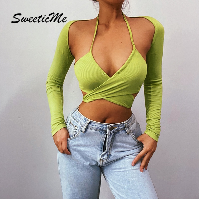 Áo kiểu hai mảnh dạng chéo rỗng phong cách gợi cảm cho nữ 2021 | BigBuy360 - bigbuy360.vn