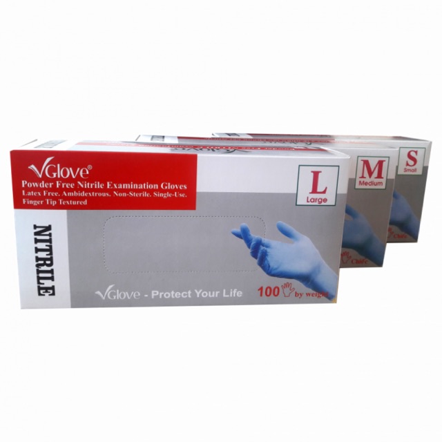 Găng tay Vglove nitrile không bột, chống hoá chất- 100 chiếc/hộp