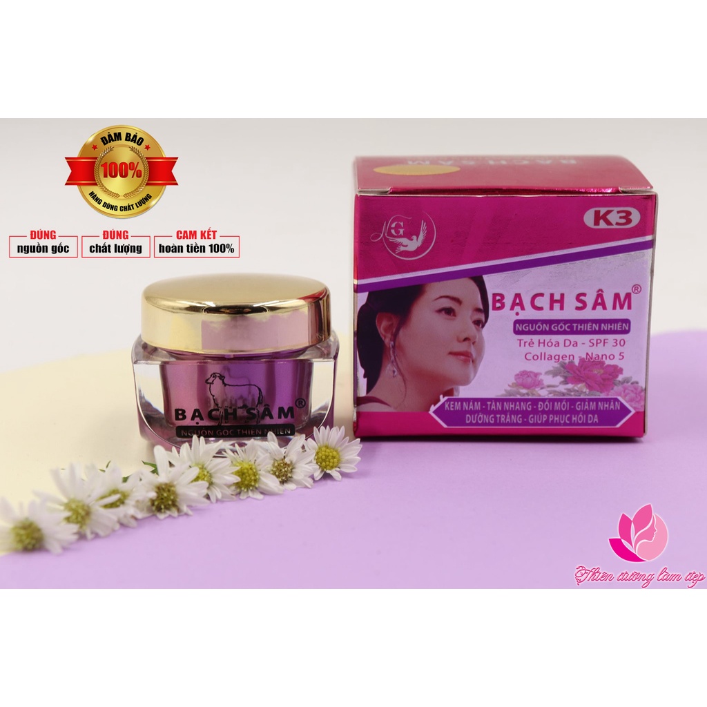 Kem Nám tàn nhang đồi mồi giảm nhăn dưỡng trắng giúp hục hồi da K3 BẠCH SÂM 18g