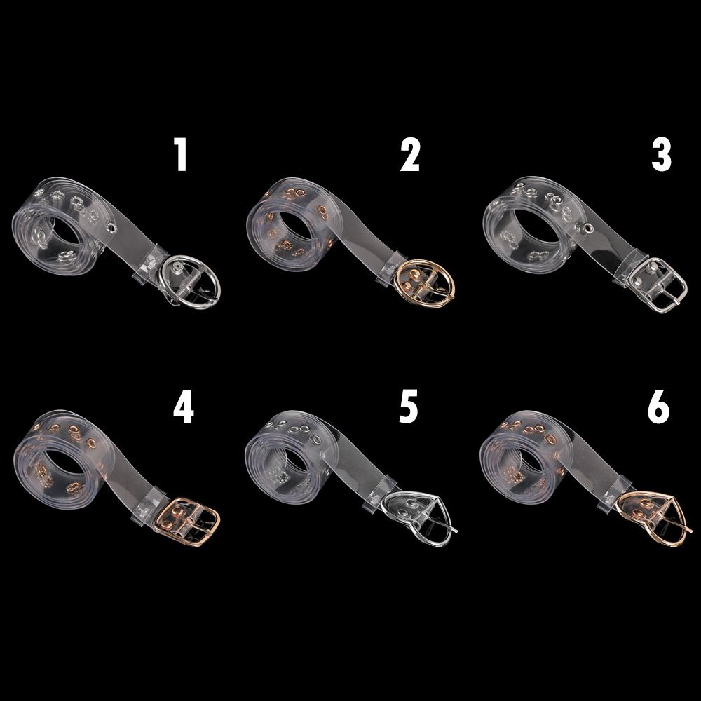 Dây thắt lưng trong suốt có khóa cài tròn/ vuông/ trái tim phong cách punk thời trang cho nữ