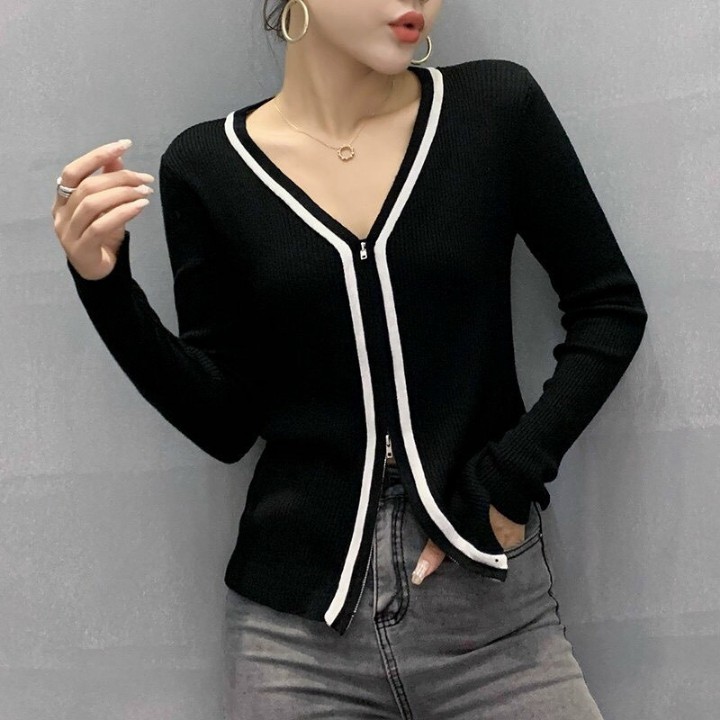 Áo Khoác Nữ Len Cao Cấp Phối Viền Nổi Bật Dây Kéo 2 Chiều Mẫu Mới Siêu Hot | BigBuy360 - bigbuy360.vn