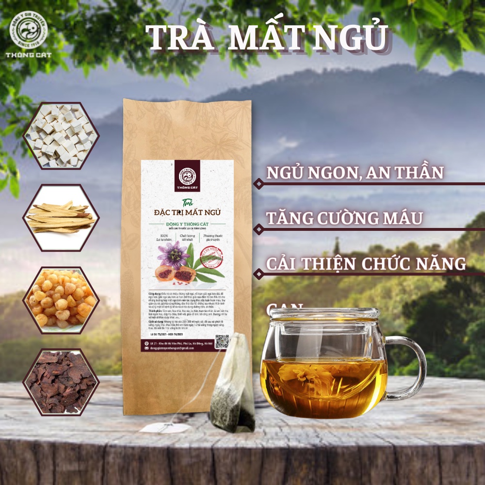 Combo trà mất ngủ ngủ ngon an thần cải thiện tình trạng mất ngủ, khó ngủ, ăn ngủ ngon hơn - Thảo mộc túi lọc Thông Cát