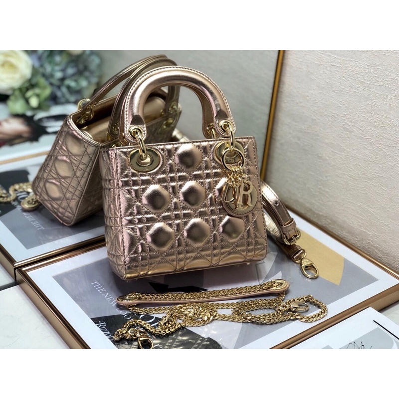 Túi xách/đeo chéo size nhỏ da thật cao cấp thương hiệu Dior CD Lady Mini size 17cm hàng vip