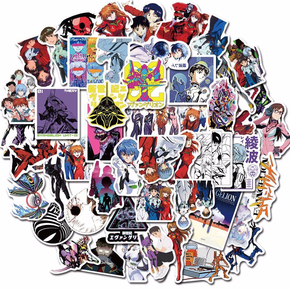 Nhãn Dán Anime Evangelion Bằng PVC Chống Nước Trang Trí Sổ Tay / Vali / Laptop / Hành Lý