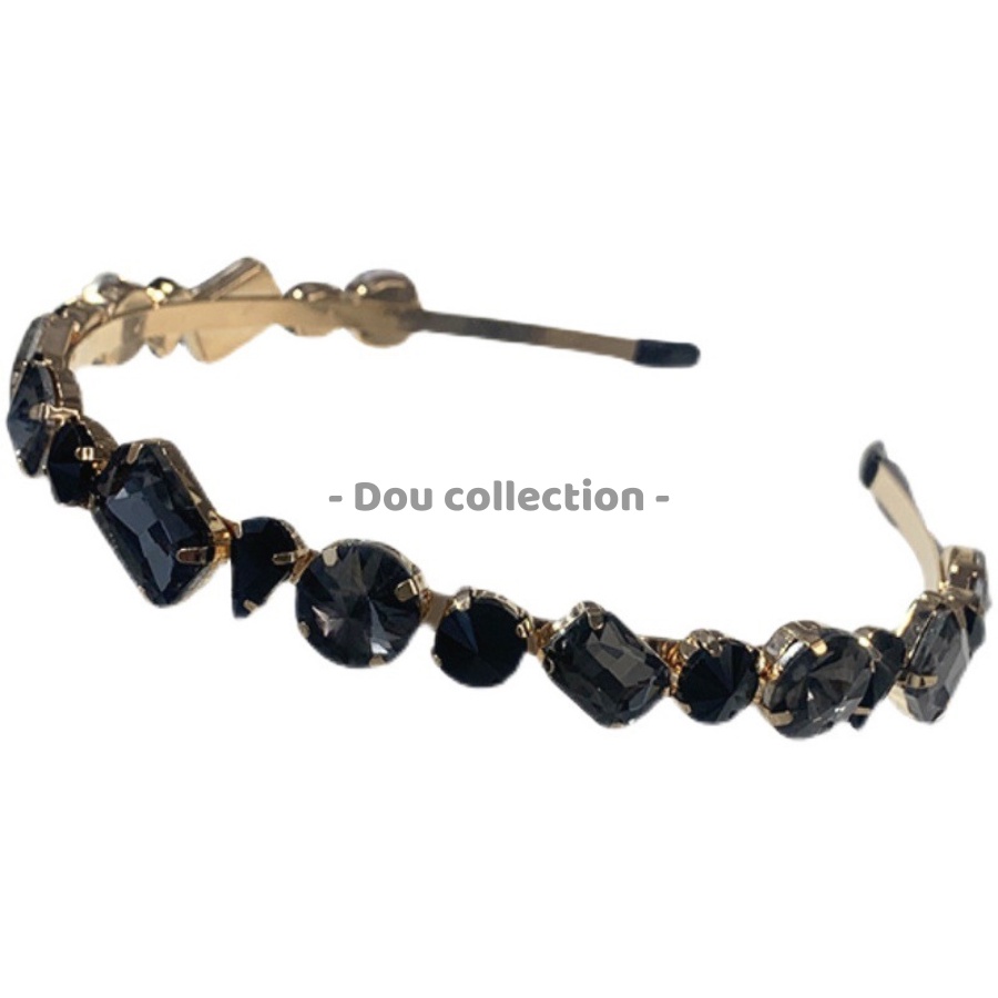 Cài tóc băng đô nữ đẹp, bờm tóc đính đá Retro sang trọng phong cách hàn quốc màu xanh, trắng - Handmade - Mã CT019